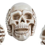 5" Hear No Evil, See No Evil, Speak No Evil Skulls Resin Halloween Decoration (3 Pc Set)