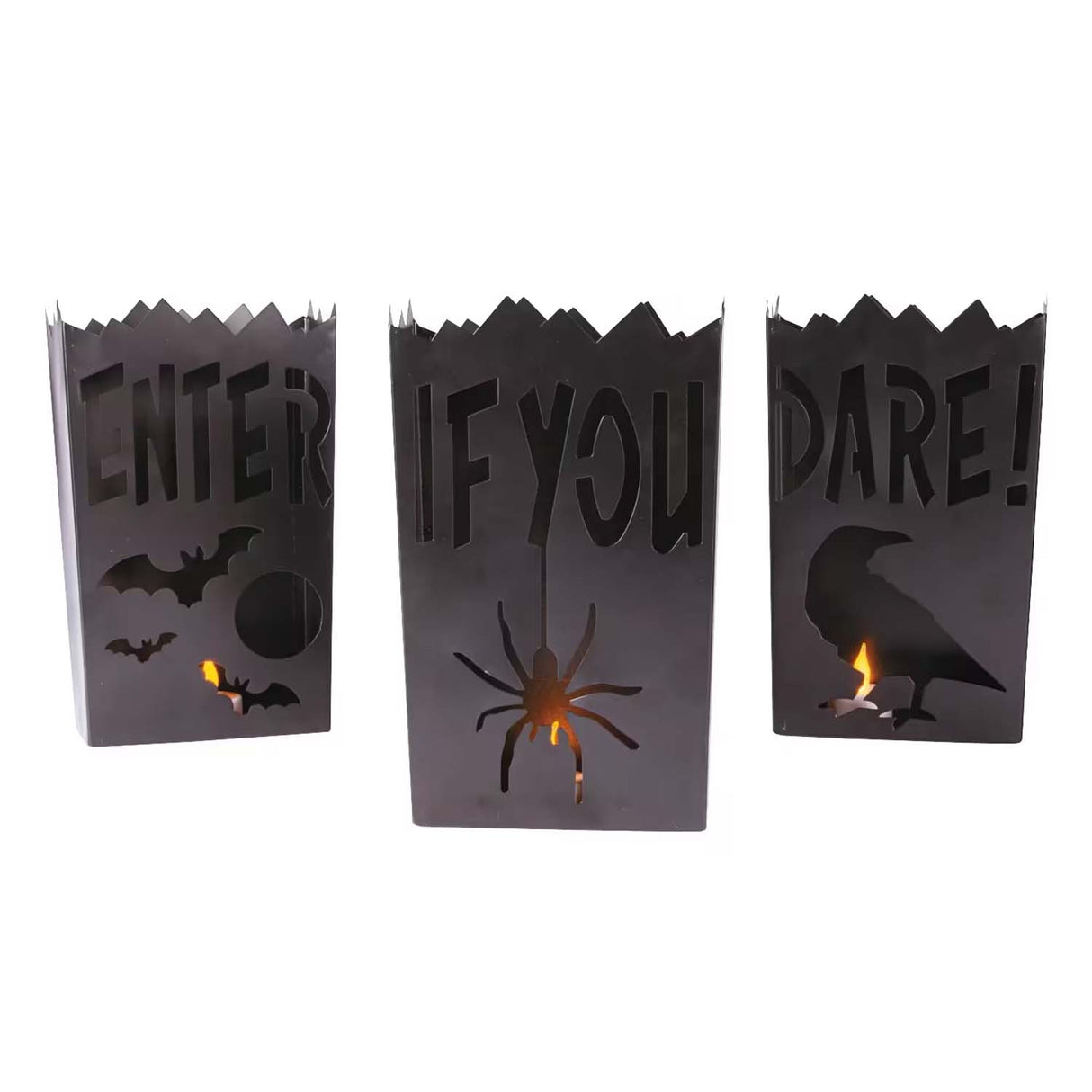 Vintage Metal Luminary Halloween Decorations – 3 Pc Set