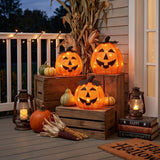 15 in. 3-Piece Halloween Pre-Lit Happy Jack-O-Lantern Trio with LED Lights Plug-In