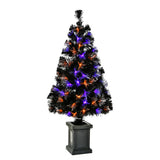 4 ft. Halloween Pre-Lit Black Fiber Optic Tree Decoration with LED Lights Plug-In