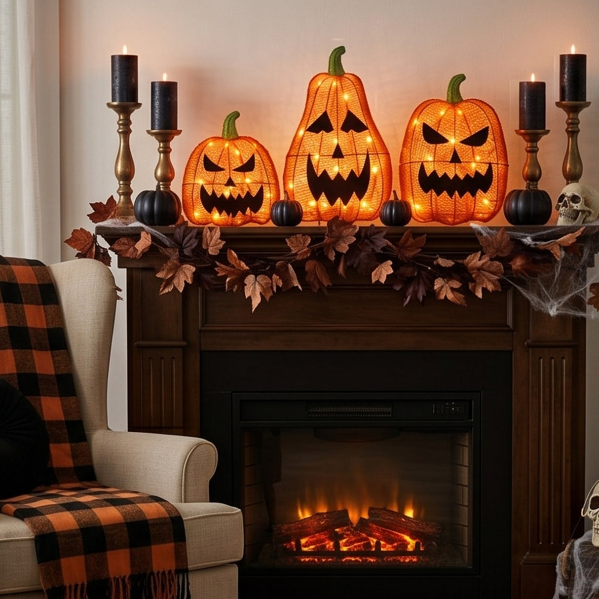 26 in. Halloween Pre-Lit Jack-O-Lantern Garden Stakes with LED Lights