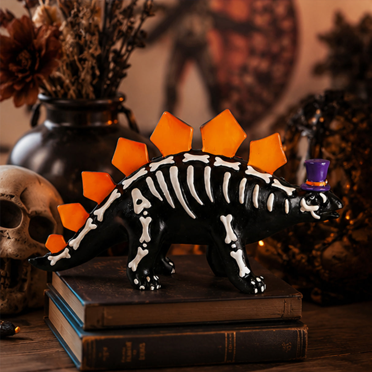 12 in. Halloween Stegosaurus Dinosaur Skeleton Tabletop Decoration