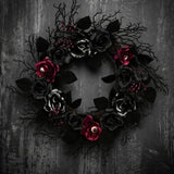 22IN Halloween Spooky Wreath with Roses & Thorns