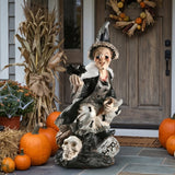 10 in Spooky Witch on Broom Halloween Tabletop Decor