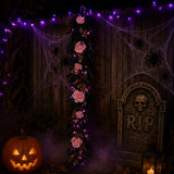 6 ft Halloween Cute Creepy Garland with Pink LED Lights