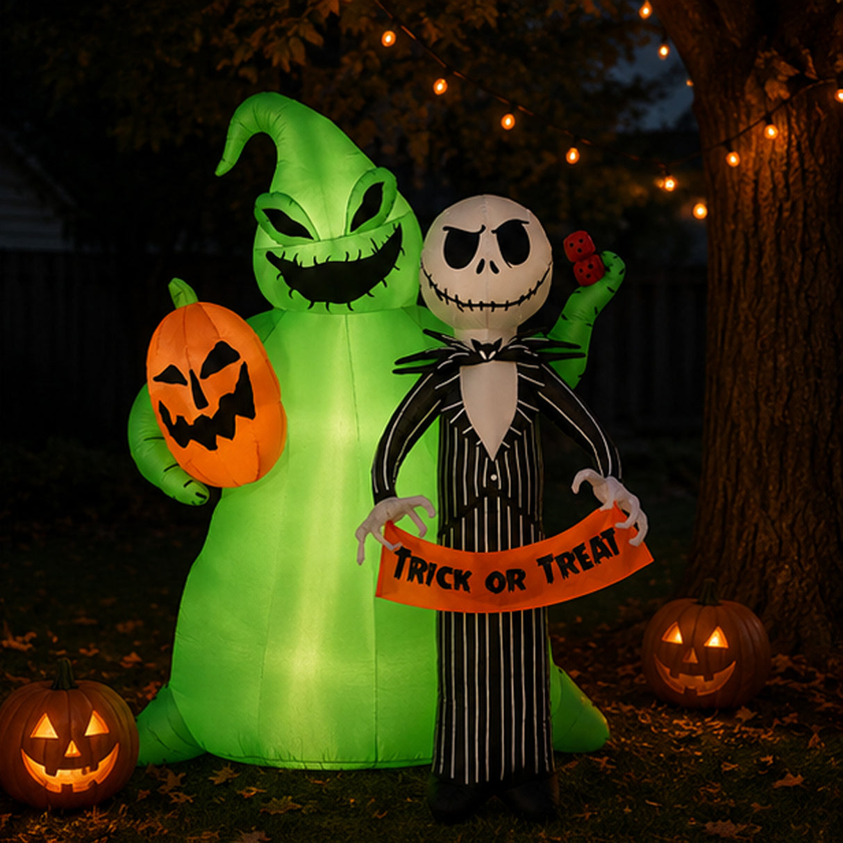 78IN Jack Skellington & Oogie Boogie Inflatable Halloween Decoration