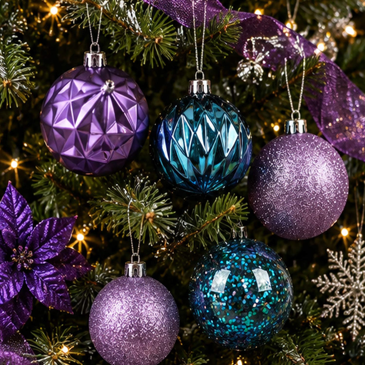 13 Inc. Blue Lavender Christmas Ball Decor Set