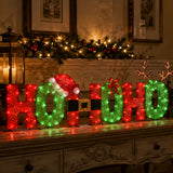 23IN Tinsel Fabric HO HO HO Christmas Sign with Red & Cool White LED Lights Plug-In