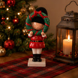 10IN Christmas Soldier Figurine Holding Wreath Hand-Painted Indoor Holiday Decor