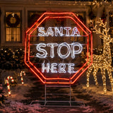 44IN Santa Stop Here LED Light Sign Neon Style Christmas Decor