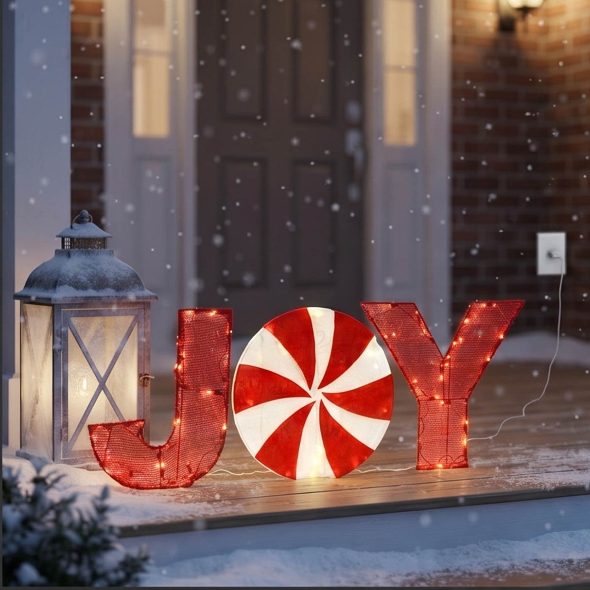 18IN Pre Lit JOY Christmas Yard Decoration with LED Lights
