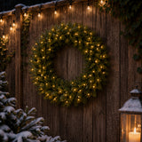 Pre-Lit 36 in. Norwood Fir Christmas Wreath with 100 Clear Lights, Plug-In Full Branch Holiday Door Decoration