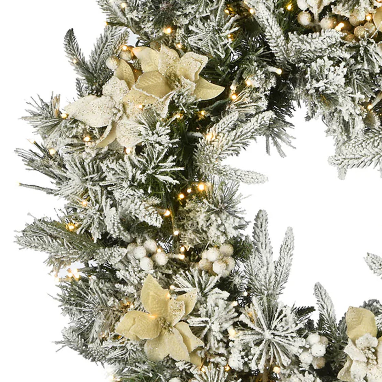 30IN Pre Lit Frosted Colonial Fir Wreath with Dual Color LED Lights
