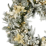 30IN Pre Lit Frosted Colonial Fir Wreath with Dual Color LED Lights