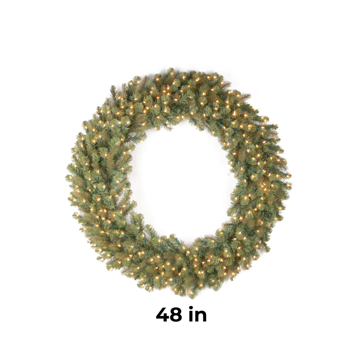 48IN Pre Lit Downswept Douglas Wreath with Warm White LED Lights
