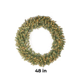 48IN Pre Lit Downswept Douglas Wreath with Warm White LED Lights