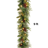 9FT Pre Lit Colonial Fir Garland with Dual Color LED Lights