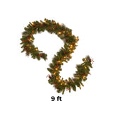 9FT Pre-Lit Crestwood Spruce Garland with Warm White LED Lights