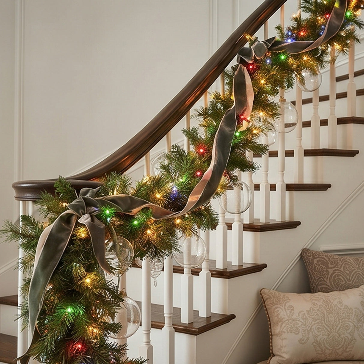 9FT Pre-Lit Norwood Fir Garland with Multicolor LED Lights