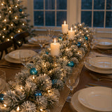 Pre-Lit Snowy Tinkham Pine Garland with Warm White LED Lights, 9 Foot