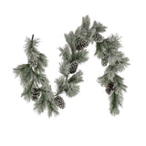 Snowy Pine Plastic Garland, 7 Foot Decorative Christmas Garland