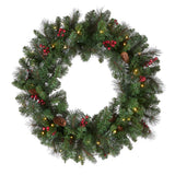 Pre-Lit Crestwood Spruce Wreath with Warm White LED Lights, 30 Inch