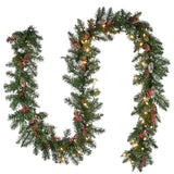Pre-Lit Glittery Mountain Spruce Garland with Clear Lights, 9 Foot (Plug-In)