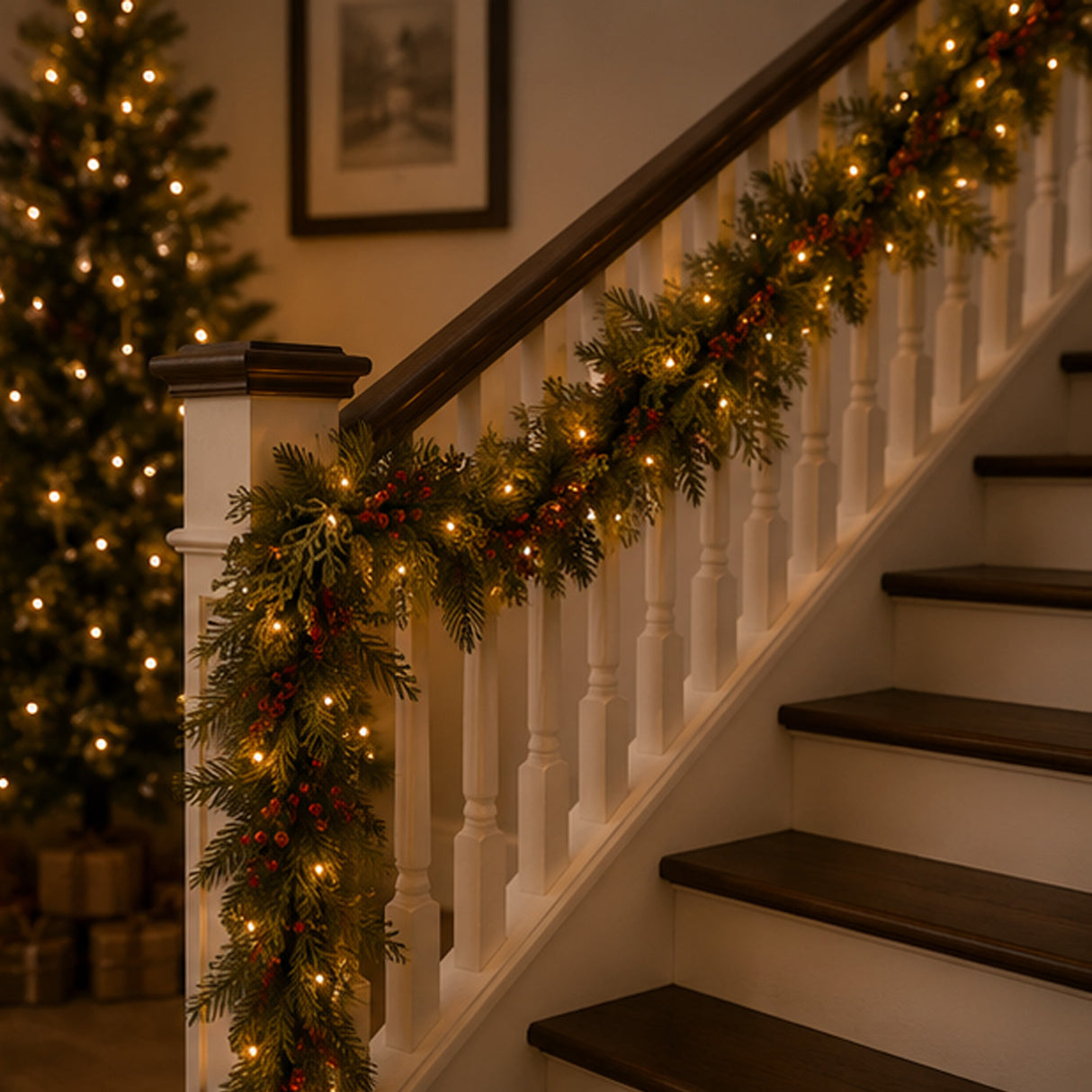 Pre-Lit Classical Collection Garland with Clear Lights, 9 Foot (Plug-In)