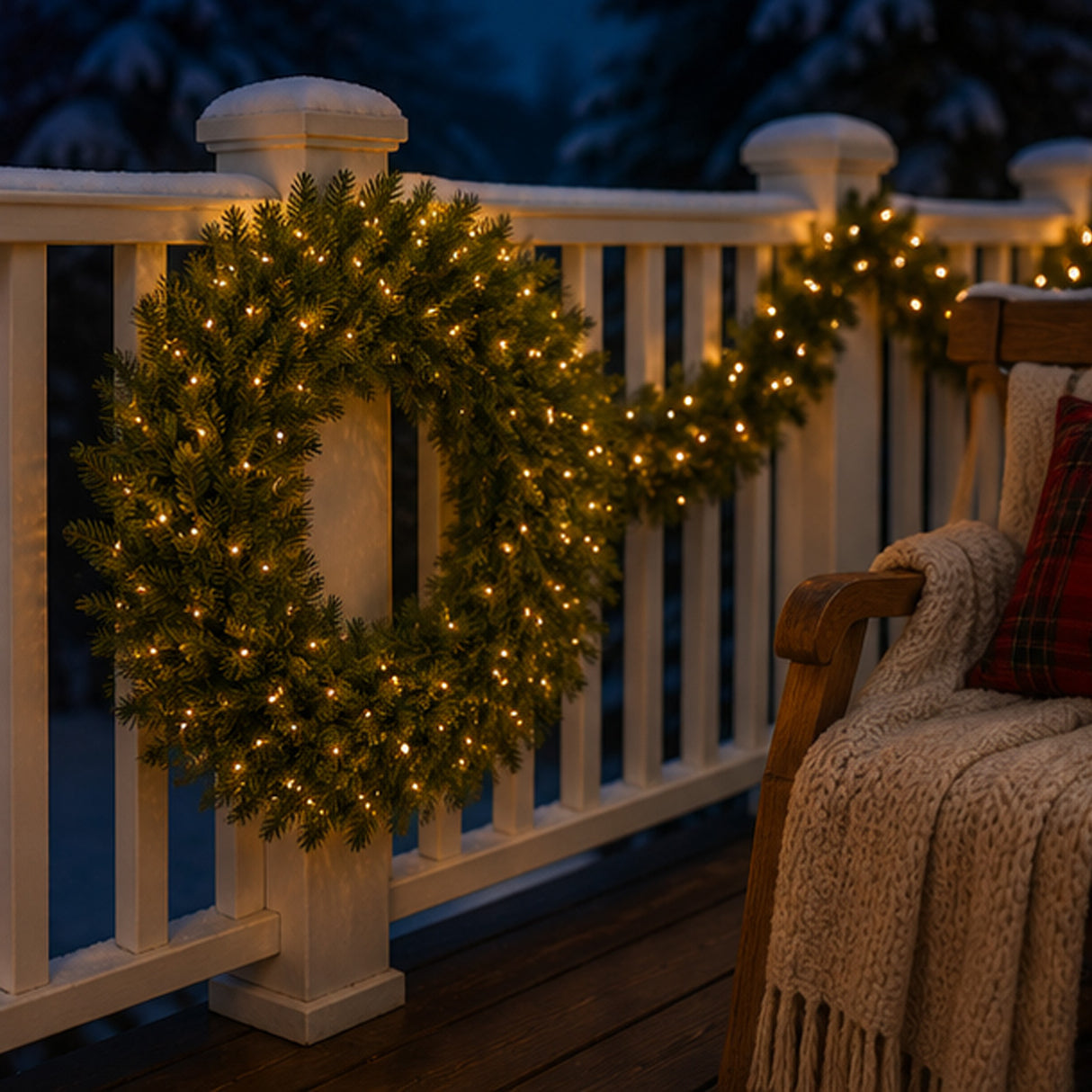 Pre-Lit Norwood Fir Wreath with Clear Lights, 36 Inch (Plug-In)