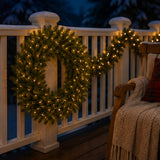 Pre-Lit Norwood Fir Wreath with Clear Lights, 36 Inch (Plug-In)