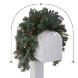 Pre-Lit Frosted Arctic Spruce Mailbox Swag with Warm White LED Lights, 36 Inch
