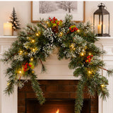 Pre-Lit Wintry Pine Mailbox Swag with Warm White LED Lights, 36 Inch