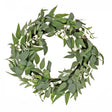 Mixed Leaves Wreath with Snow Glitter Berries, 24 Inch Holiday Decor