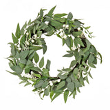 Mixed Leaves Wreath with Snow Glitter Berries, 24 Inch Holiday Decor