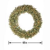 Pre-Lit Downswept Douglas Fir Christmas Wreath with Warm White LED Lights, 48 Inch