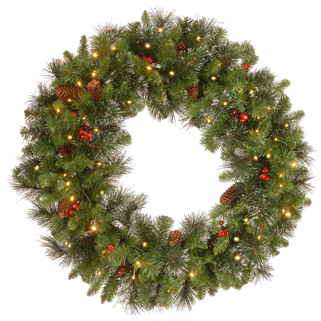 Pre-Lit Crestwood Spruce Wreath with Twinkly Smart LED Lights, 30 Inch
