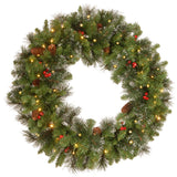 Pre-Lit Crestwood Spruce Wreath with Twinkly Smart LED Lights, 30 Inch