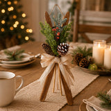 17in Holiday Skis Wall Decor with Berries, Pinecones & Bow