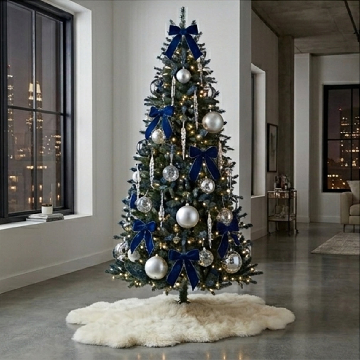 9ft Pre-Lit Tiffany Fir Slim Christmas Tree with Clear Lights & Feel Real® Tips