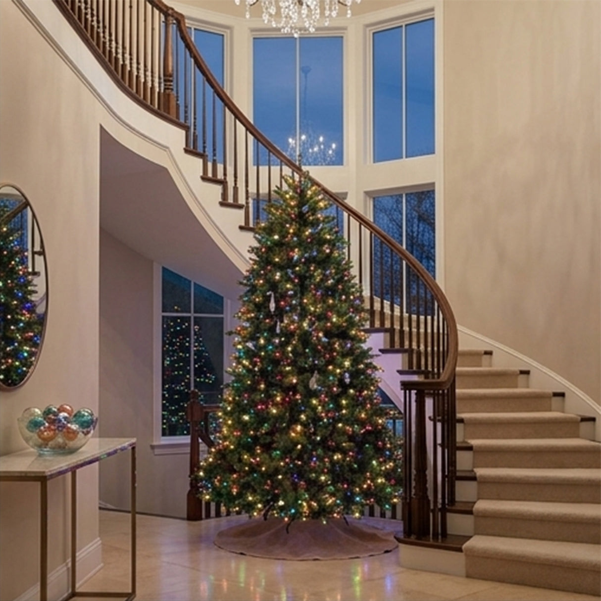 9ft Pre-Lit Dunhill Fir Christmas Tree with Multicolor & Clear Spectrum Lights
