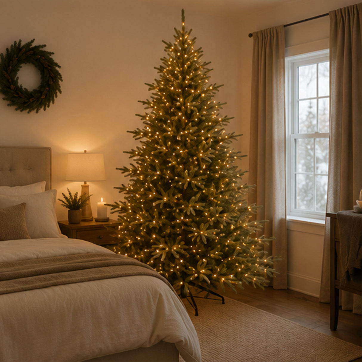 9ft Pre-Lit Fraser Grande Christmas Tree with Dual Color LED Lights