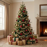 9ft Pre-Lit Lark Pine Medium Christmas Tree with Warm White LED Rice Lights