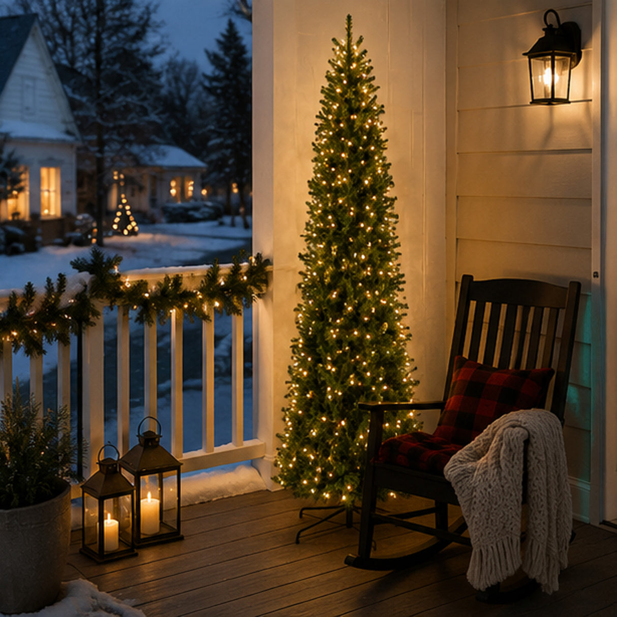 10ft Pre-Lit Kingswood Fir Pencil Slim Christmas Tree with Clear Lights
