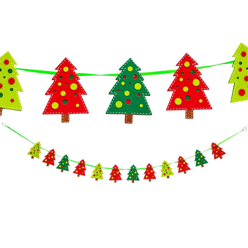 6 Ft Felt Christmas Tree Garland with Satin Ribbon Hanging Decor