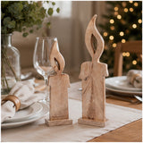 Wood Christmas Candles 2 Piece Rustic Holiday Decor Set