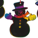 Magic Color Scratch Snowman Cardstock Christmas Ornaments 24 Pack Craft Kit
