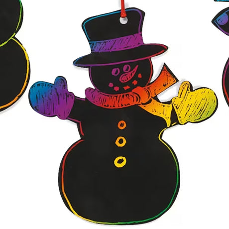 Magic Color Scratch Snowman Cardstock Christmas Ornaments 24 Pack Craft Kit