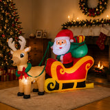 Inflatable Santa on Sleigh 6 Ft Outdoor Christmas Decoration