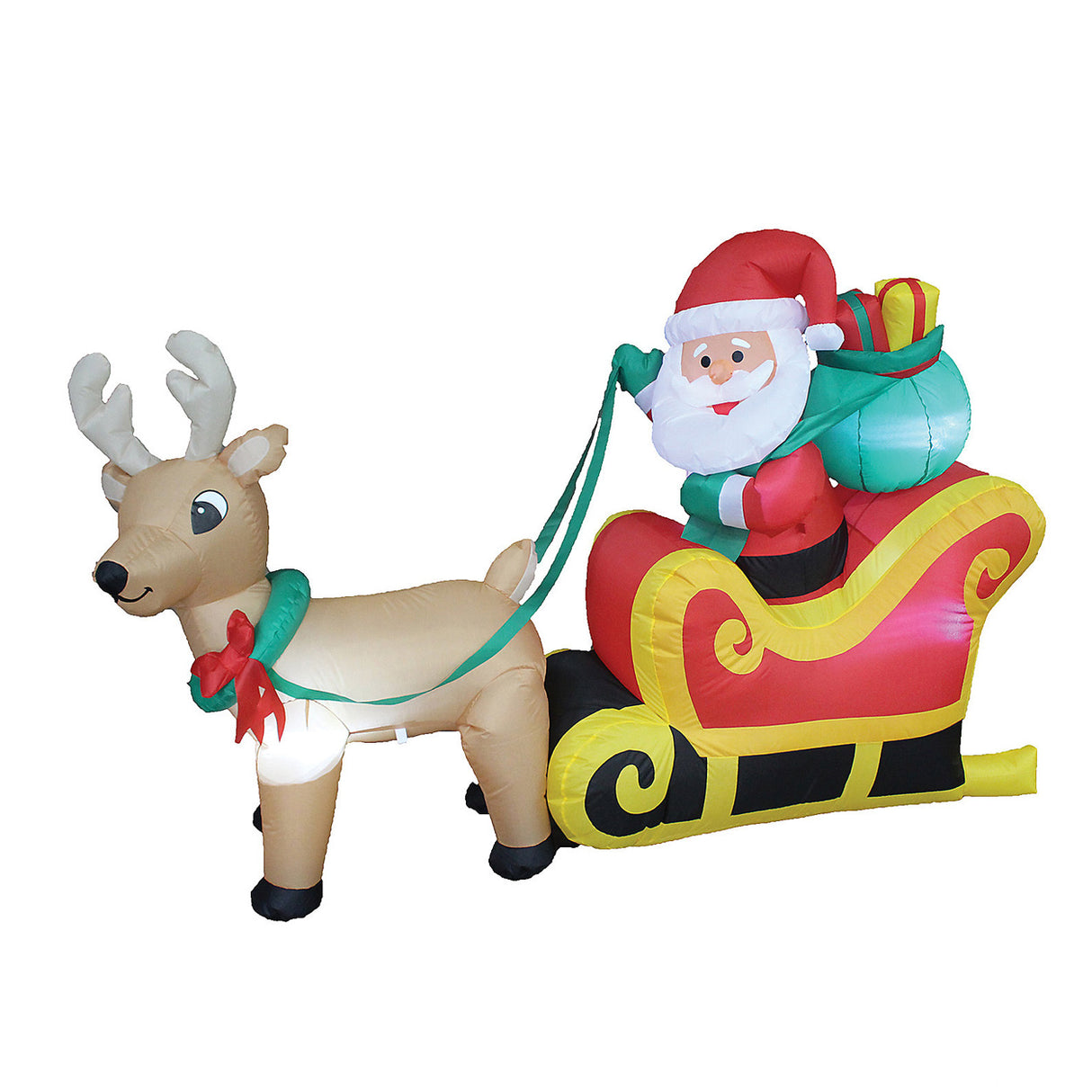 Inflatable Santa on Sleigh 6 Ft Outdoor Christmas Decoration