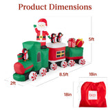 Pre Lit Inflatable Christmas Train with Animated Santa Claus 8.5 Ft